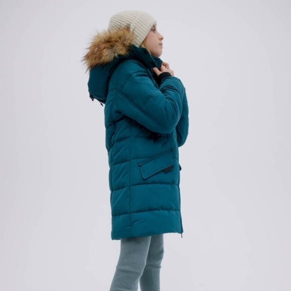 Noize Addie-G Women’s Vegan Down Parka – Cruelty-Free Winter Coat, Atlantic Teal - Picture 3 of 9